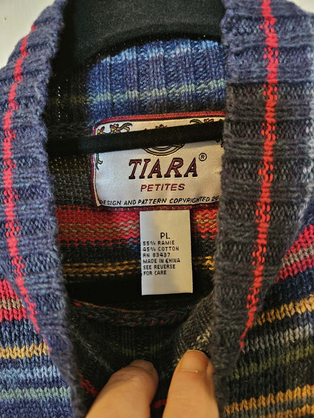 Tiara Multi-Stripe Cowl Neck Sweater in Navy, Red, Gold